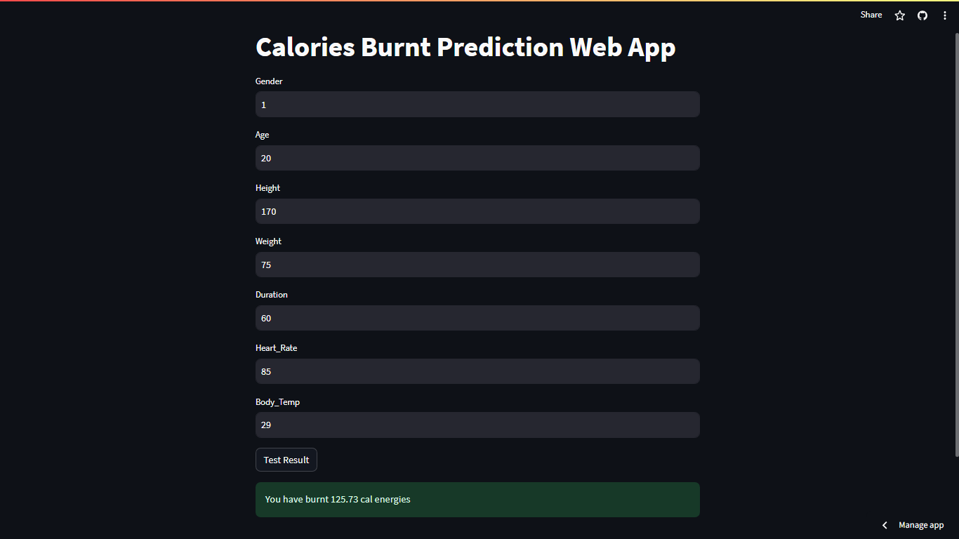Calories Burnt Predictor
